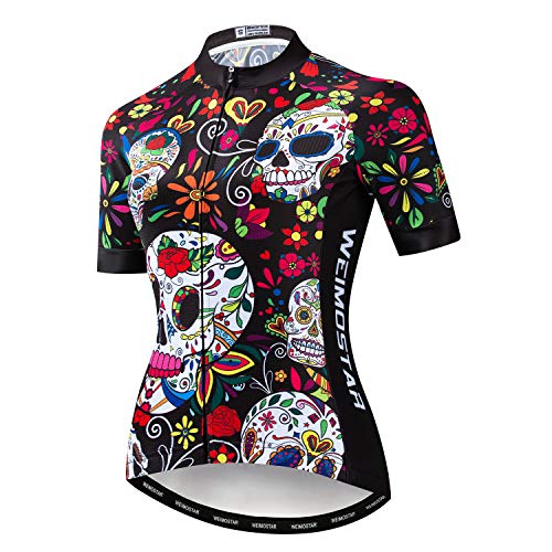 JPOJPO Womens Cycling Jersey,Bike Shirt Quick-Dry Breathable Reflective S-2XL Tops - color: 1skull2201, size: Small