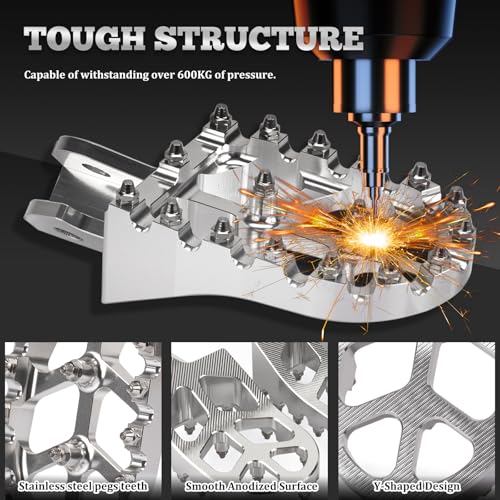 XINGWU Dirt Bike Foot Pegs for Surron Light Bee X/S E-Ride Pro SS/SR/S Talaria MX3 MX4 Segway X160/X260 CRF150F 230F 250F Electric Dirt Bike Foot Peg Rests (Silver) - color: Silver