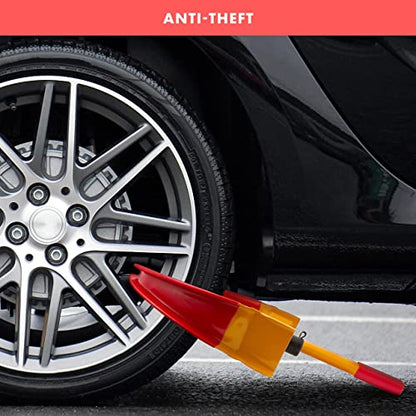 VaygWay Security Tire Clamp Wheel Lock- 2 Pk Heavy Duty Security Metal Boot Stabilizer Anti Theft Wheel Chock Lock Car Trailer Wheel-Security Travel Locking Claw for Car Van - color: 2 Pack Red/Yellow