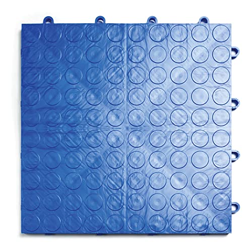 Big Floors GarageDeck Garage Floor Tiles, Interlocking Garage Flooring, Coin Pattern Non-Slip Heavy-Duty Copolymer Modular Tile (Royal Blue, 48 Pack of 12 x 12" Tiles, 48 Sq Ft) - color: Royal Blue, size: 48 Pack