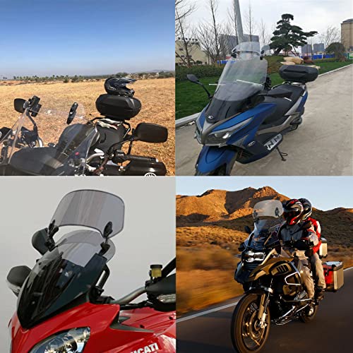 Universal Motorcycle Windshield Extension Windscreen Spoiler Clamps for Kawasaki Yamaha Harley Suzuki Buell Ducati Aprilia(210mm Transparent) - color: 210mm transparent