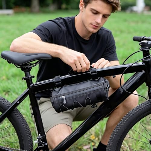 2.7L Handlebar Bag, Bike Handlebar Bag for Cycling Storage, Durable Polyester Material, Easy Installation Design, Fits Most Bicycle Handlebars, Compact Size for Essentials Organization