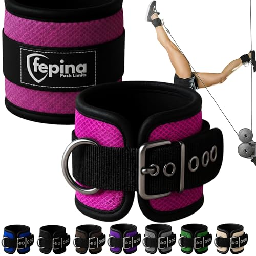 Metal Buckle-Lock Ankle Straps for Cable Machines – Never Slips, No Velcro, Adjustable Gym Ankle Cuffs & Cable Attachment for Women & Men, Ideal for Glute Kickbacks, Hip Abductors & Leg Workouts - color: Pink, size: Pair