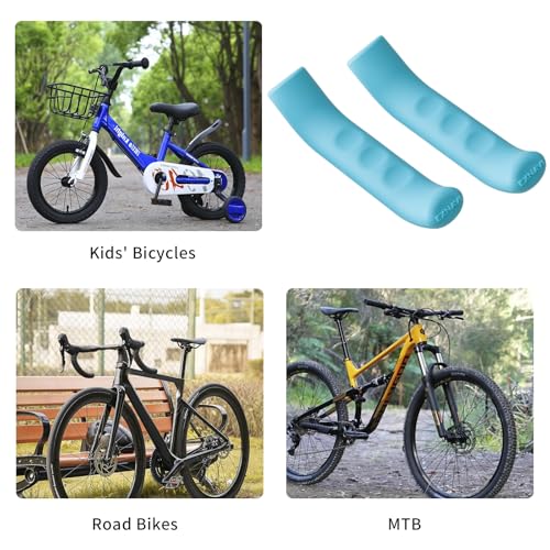 2 Pairs Silicone Brake Lever Covers for Bikes - Anti-Slip Handle Sleeves, Fits Mountain & Road Bicycles (Blue & Orange) - color: Blue and orange