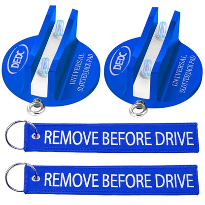 DEDC Universal Pinch Weld Jack Pad 2 Pcs Blue, Magnetic Aluminum Jacking Puck Frame Rail Protecotr with 2 Reminder Streamers, Garage Accessories for Mechanics - size: Blue 2 Pcs with 2 Reminders