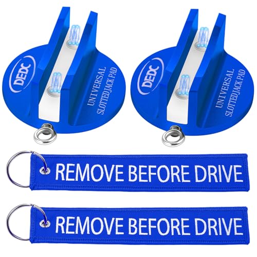 DEDC Universal Pinch Weld Jack Pad 2 Pcs Blue, Magnetic Aluminum Jacking Puck Frame Rail Protecotr with 2 Reminder Streamers, Garage Accessories for Mechanics - size: Blue 2 Pcs with 2 Reminders