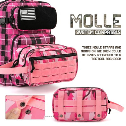 QT&QY Tactical Toiletry Bag For Women Hygiene Bag EDC Military Tool Molle Pouches Small Dopp Kit Mens Shaving Kit Travel shower Bags - color: 1 US Pink Camo