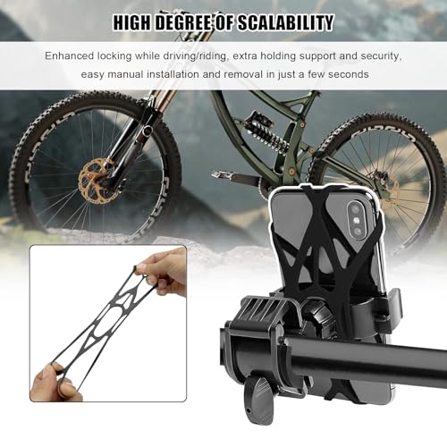 4PCS Motorcycle Phone Mount Tether, Anti-Slip Silicone Security Band Bike Cellphone Mount Tethers, Universal Cycling Phone Holder Grip Strap for Motorcycles Bikes Scooters - color: 4PCS