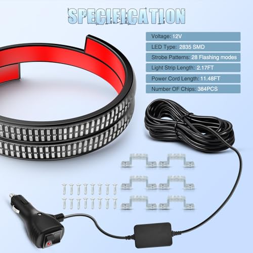 Nilight 2PCS 24 inch Truck Grille Strobe Lights Strip 384 LED Emergency Light Blue Flexible Side Flashing Warning Caution Safety Waterproof Lighting Kit for Trucks Tow Plow Construction Vehicles - color: Blue, size: Grille Strobe Lights