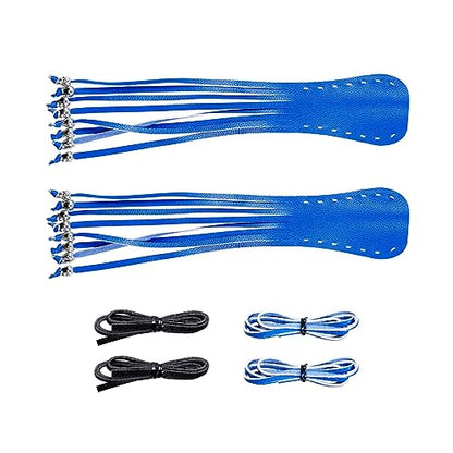 Motorcycle Lever Cover PU Leather Fringed Brake Clutch Covers Universal Grip Tassels Motorcycle Handlebar Covers with Skull Beads - color: Blue