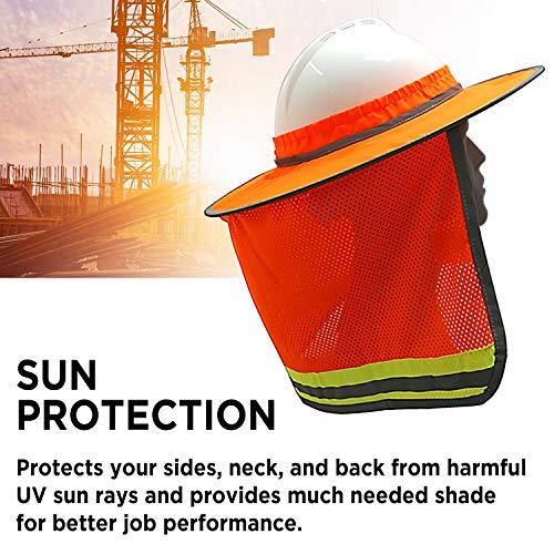Wolf High-Visibility Orange Reflective Full-Brim Hard Hat Mesh Sun Visor Neck Shade - color: Hi-viz Orange