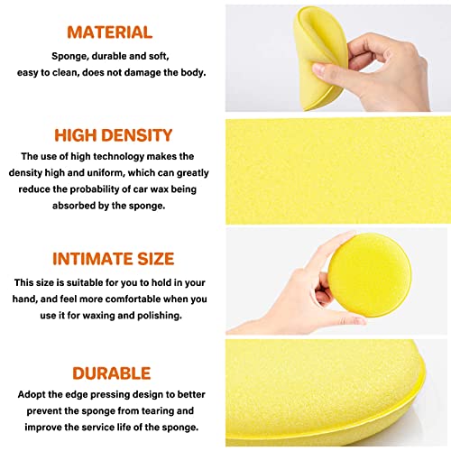 PSLER 30 Pack Foam Applicator Pads - Foam Car Wax Applicator Pad Detailing Round 4 inch Polishing Sponges for Car Wax Applicator Pad -Yellow - size: 10CM-30PCS