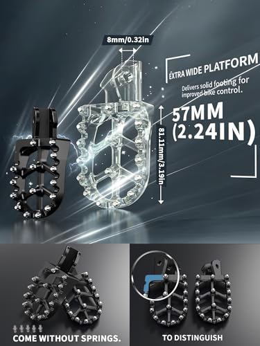 JFG RACING Dirt Bike Foot Pegs,7075 Aluminum CNC Pedals Rests for Surron Light Bee X and S/E Ride Pro S SS SR/CRF150F CRF230F 03-19/CRF250F 19-24/XR150L 15-24/KDX200 83-94-Black - color: black