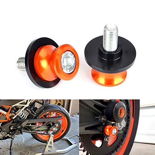 Goldfire 2pcs 10MM M10 X1.25 Motorcycle Swing arm Sliders Spools CNC Swing Arm Stand Screw for FZR 1000/600R/400 for Kawasaki Z750 /Z750S/ Z750R /ER-6F /ER-6N /Duke 125/200/390 (Orange) - color: Orange