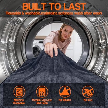 Bolant 4 Pack Twisted Loop Car Drying Towel, Microfiber Towels for Cars 24"x36", Reusable Shammy Quick Dry Cloth for Carwash, for Auto, Boat, RV, Garage & Home - color: Gray