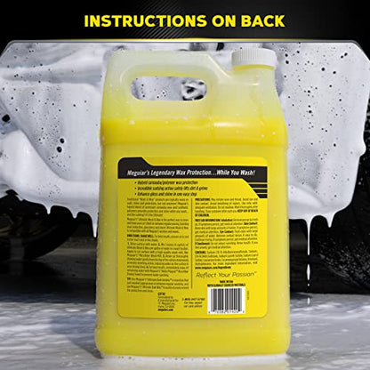 Meguiar's Ultimate Wash and Wax, Car Wash Soap and Wax Cleans & Shines in One Step, Shine & Protect with an Enhanced pH Balanced Car Paint Cleaner, 1 Gallon - style: Ultimate Wash & Wax