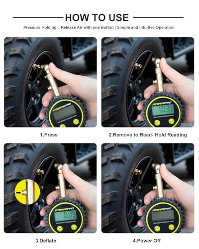 Digital Tire Pressure Gauge for Low Pressure Tires - 0-30 PSI ±0.5% Accuracy, Backlit LCD with 4 Units & Battery Indicator, 360° Swivel Head for Schrader Valve, Fit for ATVs, UTVs, Golf Carts - size: 30PSI