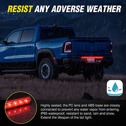 Nilight Trailer Light 16Inch 12 LED Red Running Brake Sequential Turn Signals Lights Waterproof Rear Maker ID Bar for 12V Boat Truck RV - color: 1Pc 16" Red 12LED