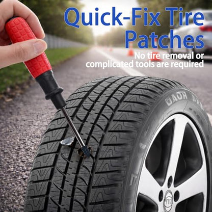 Tire Repair Rubber Nail Kit, 40 PCS Screw-In Tire Plugs with Installation Tool, 2 Sizes Rubber Tire Repair Screws for Tubeless Tires, Fast Emergency Flat Tire Repair for Car, Motorcycle, Bike & Truck