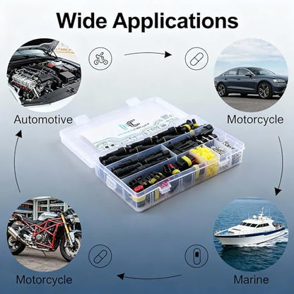 352Pcs Waterproof Automotive Wire Terminal Connectors 1-6 Pin Male/Female Plug Kit for Car Boat Motorcycle - color: 352pcs