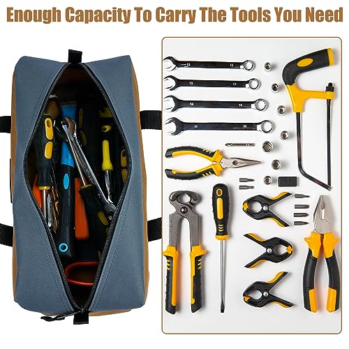 MELOTOUGH Tool Tote Bag Canvas Tool Bag with Zipper Utility 14 Inch Small Tool Storage Bags for Electrician,HVAC,Plumbing,Technician(Black & Grey) - color: B & G