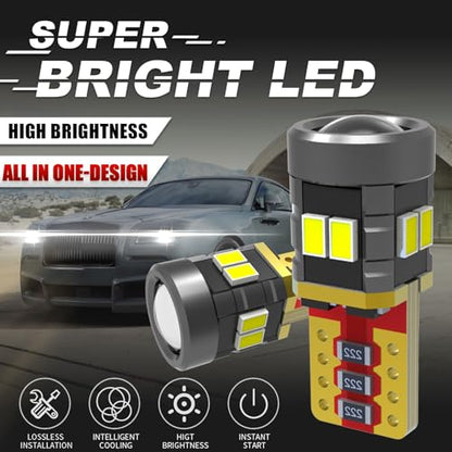 194 LED License Plate Light Bulb 400% High Brightness T10 168 2825 W5W Bulbs for Dome Map Door Courtesy Interior Car 6000K White, Pack of 2 - size: 194/T10