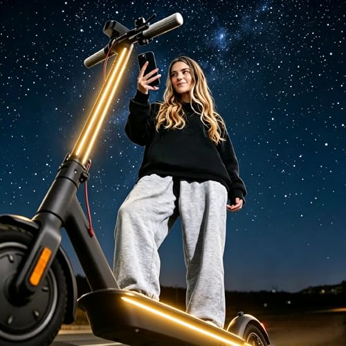 USB Battery Box COB LED Scooter Bike Ambient Light, 8 Lighting Modes, Waterproof No-Wiring Safety Warning Flexible Strip Light for Electric Scooter, Bicycle, Kids Balance Bike - color: Yellow