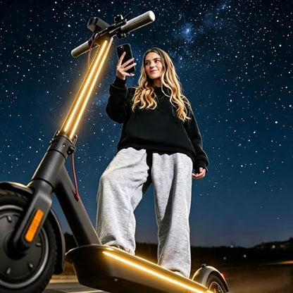 USB Battery Box COB LED Scooter Bike Ambient Light, 8 Lighting Modes, Waterproof No-Wiring Safety Warning Flexible Strip Light for Electric Scooter, Bicycle, Kids Balance Bike - color: Yellow