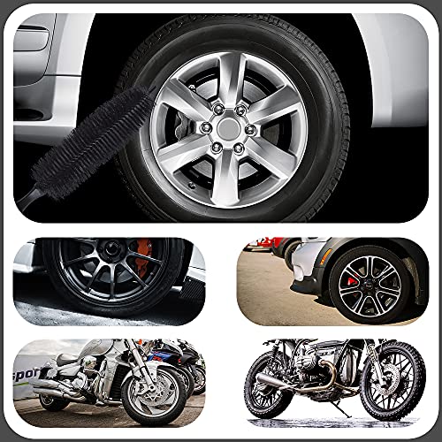 Motorcycle Car Wheel Spoke Brush Cleaner Black 11.8" Length