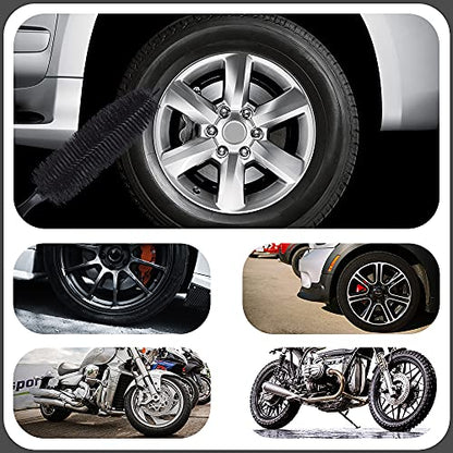 Motorcycle Car Wheel Spoke Brush Cleaner Black 11.8" Length