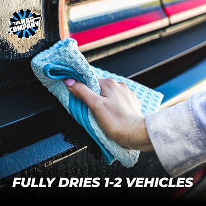 The Rag Company Dry Me A River, Professional Korean 70/30 Blend Microfiber Waffle-Weave Drying & Detailing Towels, Soft Suede Edges, 390 GSM, 16x16 Inches, Light Blue, 5-Pack - color: Light Blue, size: 16in x 16in