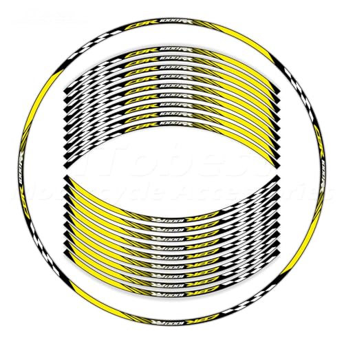 CBR 17 inch Wheel Rim Stickers Decals Tape Compatible with CBR1000RR 2004-2025 Motorcycle Reflective Rim Tapes Sticker Stripe(Yellow) - color: Yellow
