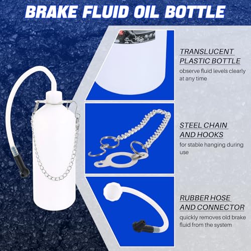 DASBET 1L Brake Bleeder Bottle & 30ml Fluid Extractor | Universal Brake Fluid Bleeding Tool with 23 inch Hose and Rubber Connector for Collect Brake Fluid for Car, Motorcycle, and ATV