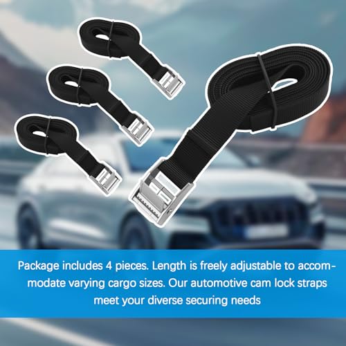 4PCS 59"x0.8" Tie Down Straps,Heavy Duty Lashing Straps with Metal Buckles for Securing Luggage,Camping Gear,Adjustable Cam Buckle Strap as Cargo Strap for Truck SUV