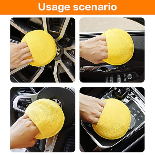 FONAROLL Microfiber Wax Applicator Pads, Car Wax Applicator with Finger Pocket, Buffing & Detail Polishing Foam Pads for Car Cleaning and Fine Polishing (5 inch, 6 Pack) (Yellow) - color: Yellow
