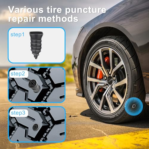 40pieces of tire Repair Rubber Bolts, tire Screw Plug Quick Repair Tool, Vacuum tire Repair kit with Spiral Rubber Bolts, Suitable for Various Types of Vacuum Tires