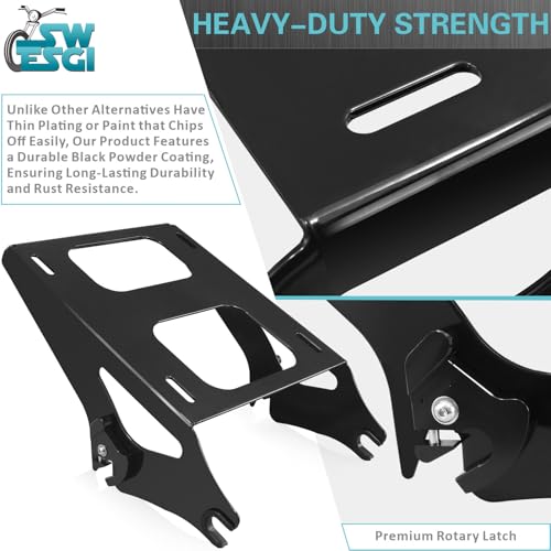 Luggage Rack 4 Point Docking Hardware Kit for Harley Detachable Tour Trunk Kit Two-Up Mounting Rack Compatible with Touring Road King Street Glide Road Glide Electra Glide 2014-2024 (Black) - color: 2014 UP Rack & Docking Black