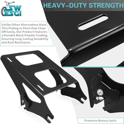 Luggage Rack 4 Point Docking Hardware Kit for Harley Detachable Tour Trunk Kit Two-Up Mounting Rack Compatible with Touring Road King Street Glide Road Glide Electra Glide 2014-2024 (Black) - color: 2014 UP Rack & Docking Black