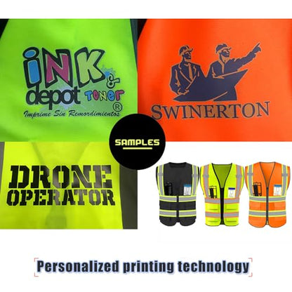 High Visibility Reflective Safety Vest with Pockets Custom Your Logo Safety Workwear - color: A Black Green Webbing, size: 4X-Large