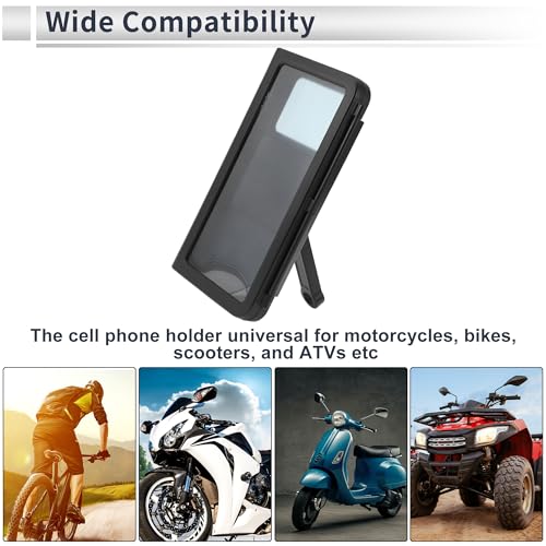 Motorcycle Phone Mount Holder ABS Aluminum Alloy PC for Rearview Mirror Mount Fits 4.7"-7"/119.38x177.8mm Smartphones Black