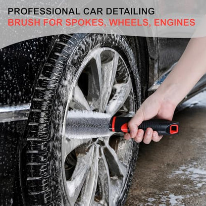 Conliwell Wheel Brush Soft Bristle Car Tire Detail Cleaning Tool, Suitable for Exhaust Ports, Engines, Behicles, Motorcycles,Cars, Trucks, SUVs, and RVs