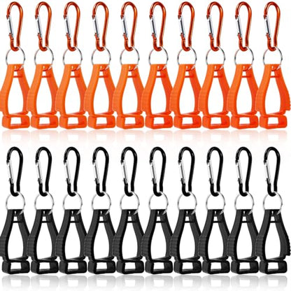 20 PCS Glove Clips for Work, Glove Holder Clips for Belt Loop, Work Safety Glove Keeper for Construction Workers (Black & Orange)