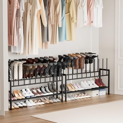 DIMJ Boot Rack 3-Tier - Black Metal Boot Storage Rack for Tall Boots Organizer, Multiuse Shoe Rack for Boots, Sneakers, High-Heel, Entryway, Fit for 10 Pairs, Black - size: 1 Pack - 3-Tier 10 Pair