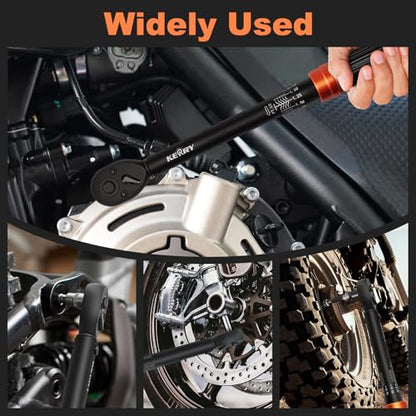 Kerry 3/8 Inch Drive Click Torque Wrench, 5-50 FT.LB/6.8-67.8 Nm, ±3% High Accuracy, Dual Range Scales, Clearly Graduated, Eeasy Read, Hardened Alumium Alloy, 72 Tooth Click Torque Wrench for Bike - size: 5-50FT.LB, style: 3/8"