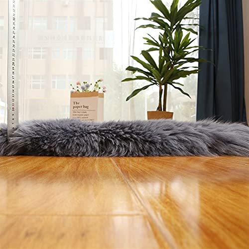 Real Genuine Sheepskin Rug Natural Fur Rug Sheep Skin Rugs Full Sheepskin Rugs Authentic Sheep Skin Throw Lambskin Seat Covers for Chairs Wool Seat Pad Cushion Blue Gray (2.3X3.28 ft) - color: 9