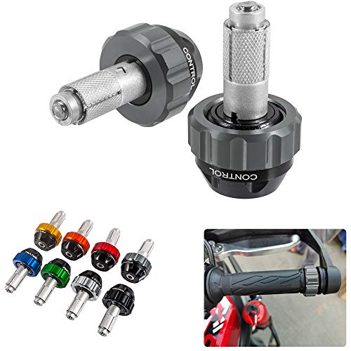 Throttle Lock Cruise Control Grip Ends Handlebar Plugs Sliders for 22mm Motorcycle Handlebar with 14mm/18mm Inner Diameter or with M6 Screw Holes (Titanium) - color: Titanium