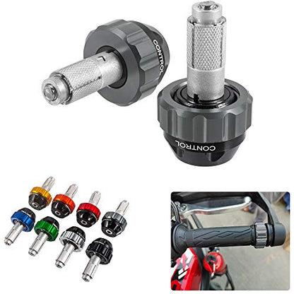 Throttle Lock Cruise Control Grip Ends Handlebar Plugs Sliders for 22mm Motorcycle Handlebar with 14mm/18mm Inner Diameter or with M6 Screw Holes (Titanium) - color: Titanium