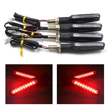4Pcs Motorcycle LED Turn Signal Lights Blinkers Indicator Lights. (Red) - color: Red