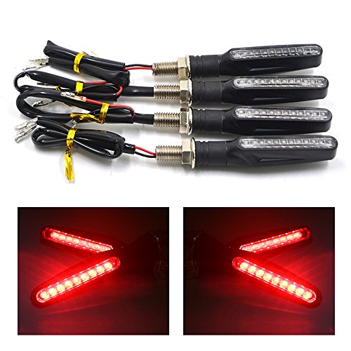 4Pcs Motorcycle LED Turn Signal Lights Blinkers Indicator Lights. (Red) - color: Red