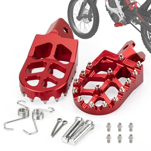 XINGWU Dirt Bike Foot Pegs for Surron Light Bee X/S E-Ride Pro SS/SR/S Talaria MX3 MX4 Segway X160/X260 CRF150F 230F 250F Electric Dirt Bike Foot Peg Rests (Red) - color: Red